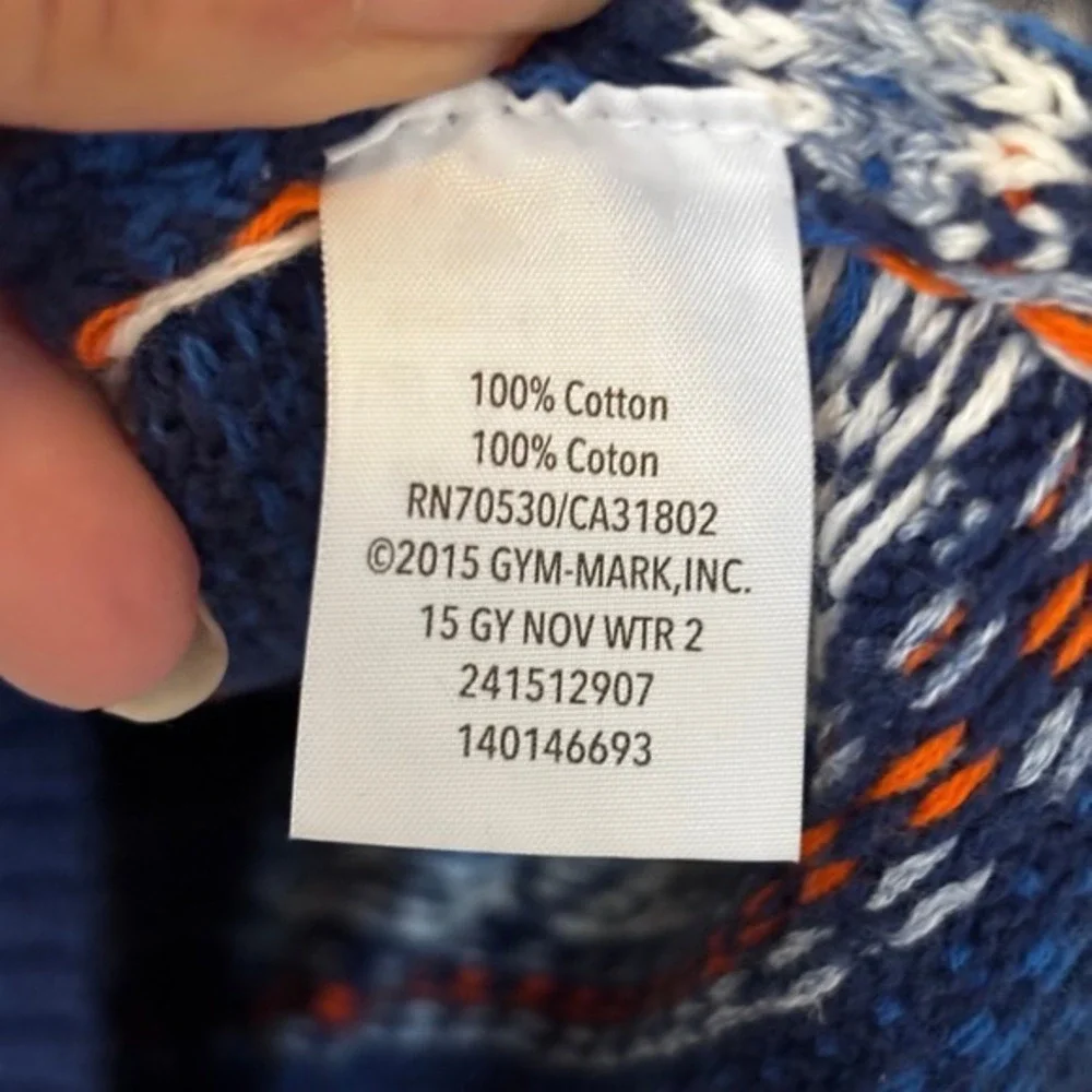 Gymboree Sweater Boys 7/8 Blue White Print‎ Long Sleeve